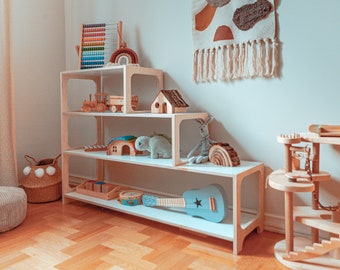 Stepped Childrens bookcase | Toy shelf | Step shelf | Montessori furniture | Mid century bookcase | Nursery shelf I Modern furniture