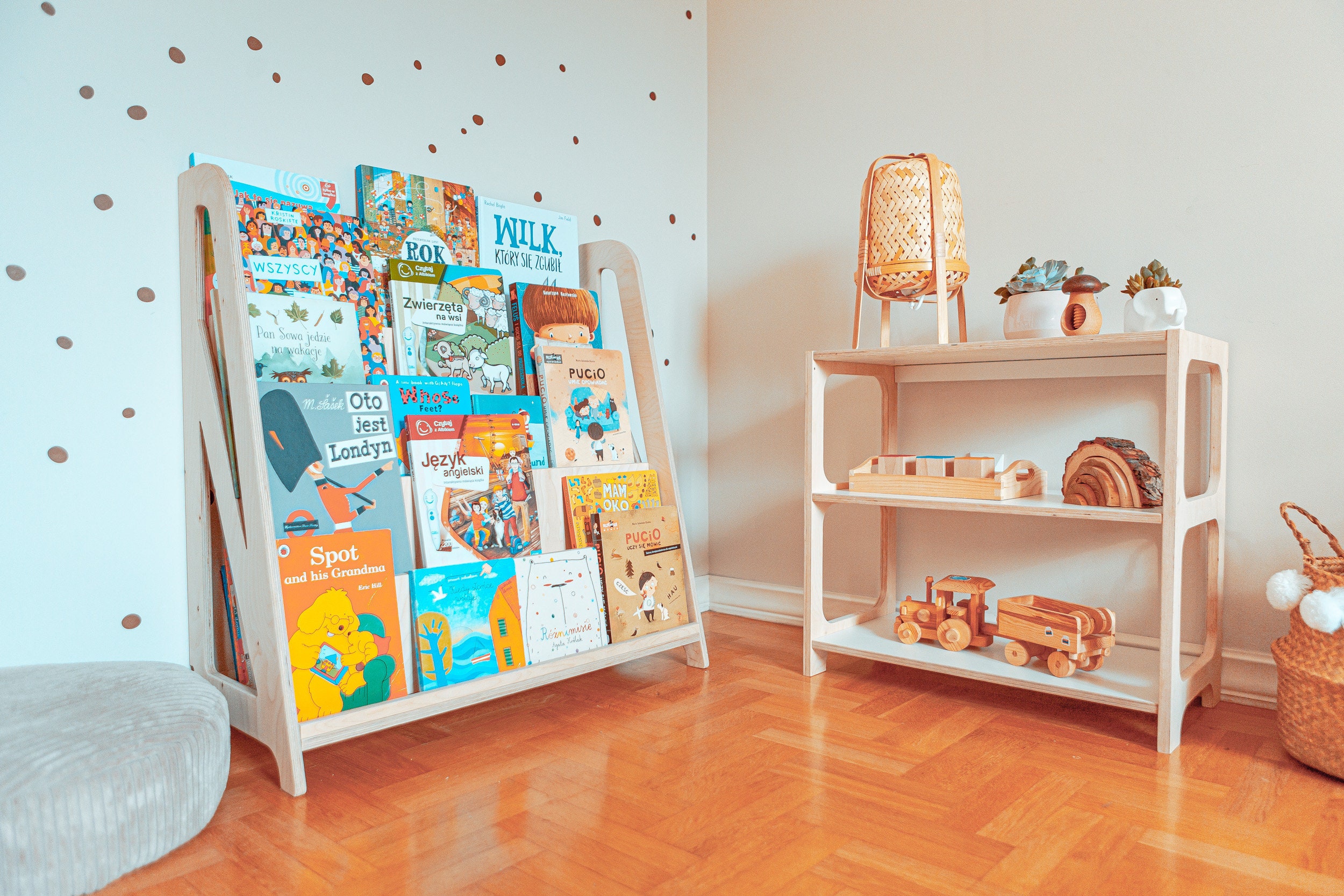 Big Natural Montessori Bookshelf With Storage Montessori Etsy UK