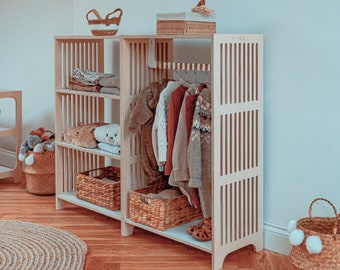 Montessori-Garderobe | Kindergarderobe | Montessori-Möbel | Regal für Kleidung | Selbstpflege-Geschenk | Kindermöbel I Kleiderschrank