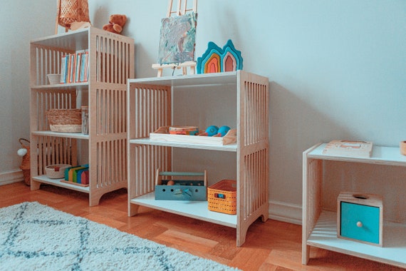 Conjunto de 3 estanterías de pared resistentes de madera de abedul para  habitaciones infantiles