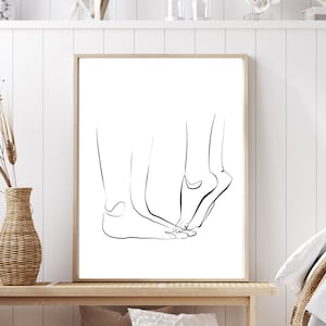 One Line Drawing Couple,Valentines Gift,Tip Toe Line Art,Bedroom Decor,Home Decor,Housewarming Gift,Bedroom Wall Art,Line Art,Couple Gifts