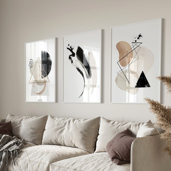 Neutral Abstract Wall Art,Black,Neutral Art,Bedroom,Set of 3 Prints,Set of 3 Beige Prints,Living Room Art,Abstract Art Print,Home,Wall Art