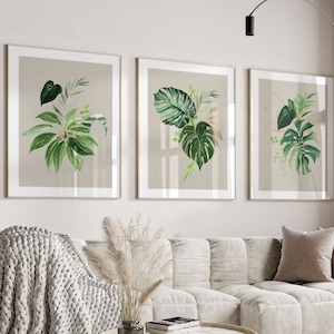Botanical Leaf Prints,Monstera Plant,Bedroom,Monstera Wall Art,Tropical Palm Print,Wall Art,Greenery,Botanical Print,Living Room,Beige