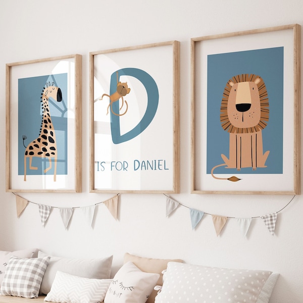 Boy Nursery Set Of 3 Prints,Safari Nursery Prints,Boy Nursery Decor,Digital Wall Art,Set Of 3,Nursery Wall Art,Nursery Prints,Nursery Decor