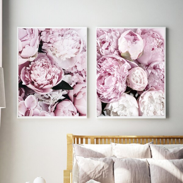 Flower Prints,Floral Prints,Set of 2 Prints,Peony Wall Art,Pink Wall Art,Watercolour,Flower Boutique,Bedroom Wall Decor,Living Room Decor