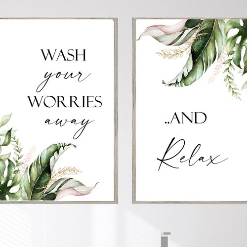 Wash Your Worries Away Print Bathroom Wall Art Bathroom Wall - Etsy