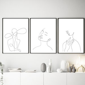 Bedroom Wall Art,One Line Drawing Woman,Nude Female Art,Minimalist Poster,Line Art,Female Wall Art,Home Decor,Bedroom Prints,Black & White