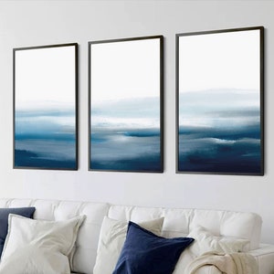 Landscape Set Of 3 Prints,Blue Wall Art,Bedroom Wall Art,Living Room Art,Blue Wall Prints,Blue Prints,Abstract Wall Art,Navy,Nordic,Wall Art