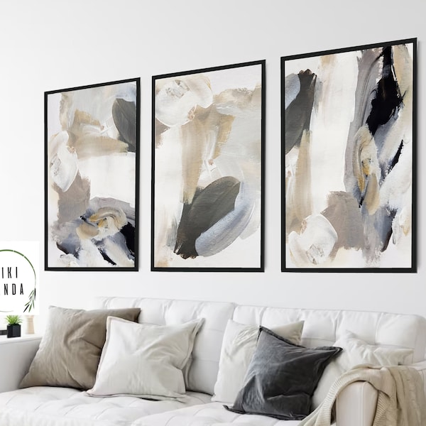 Neutral Abstract Wall Art,Black,Neutral Art,Bedroom,Set of 3 Prints,Set of 3 Beige Prints,Living Room Art,Abstract Art Print,Home,Wall Art