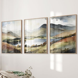 Landscape Set Of 3 Prints,Green Wall Art,Bedroom Wall Art,Scenic Wall Art,Living Room,Green Wall Prints,Mountain Wall Art,Nature,Green