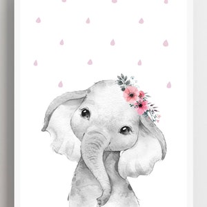 Set Of 3 Floral Animals,o,Safari Floral Animals,Set Of 3 Prints, Nursery Prints,Safari Nursery,Baby Girl Gift,Nursery Decor,Nursery Wall Art image 6