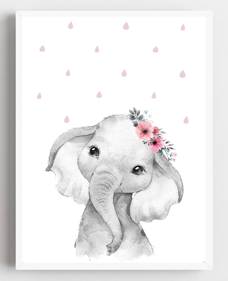 Set Of 3 Floral Animals,o,Safari Floral Animals,Set Of 3 Prints, Nursery Prints,Safari Nursery,Baby Girl Gift,Nursery Decor,Nursery Wall Art image 6