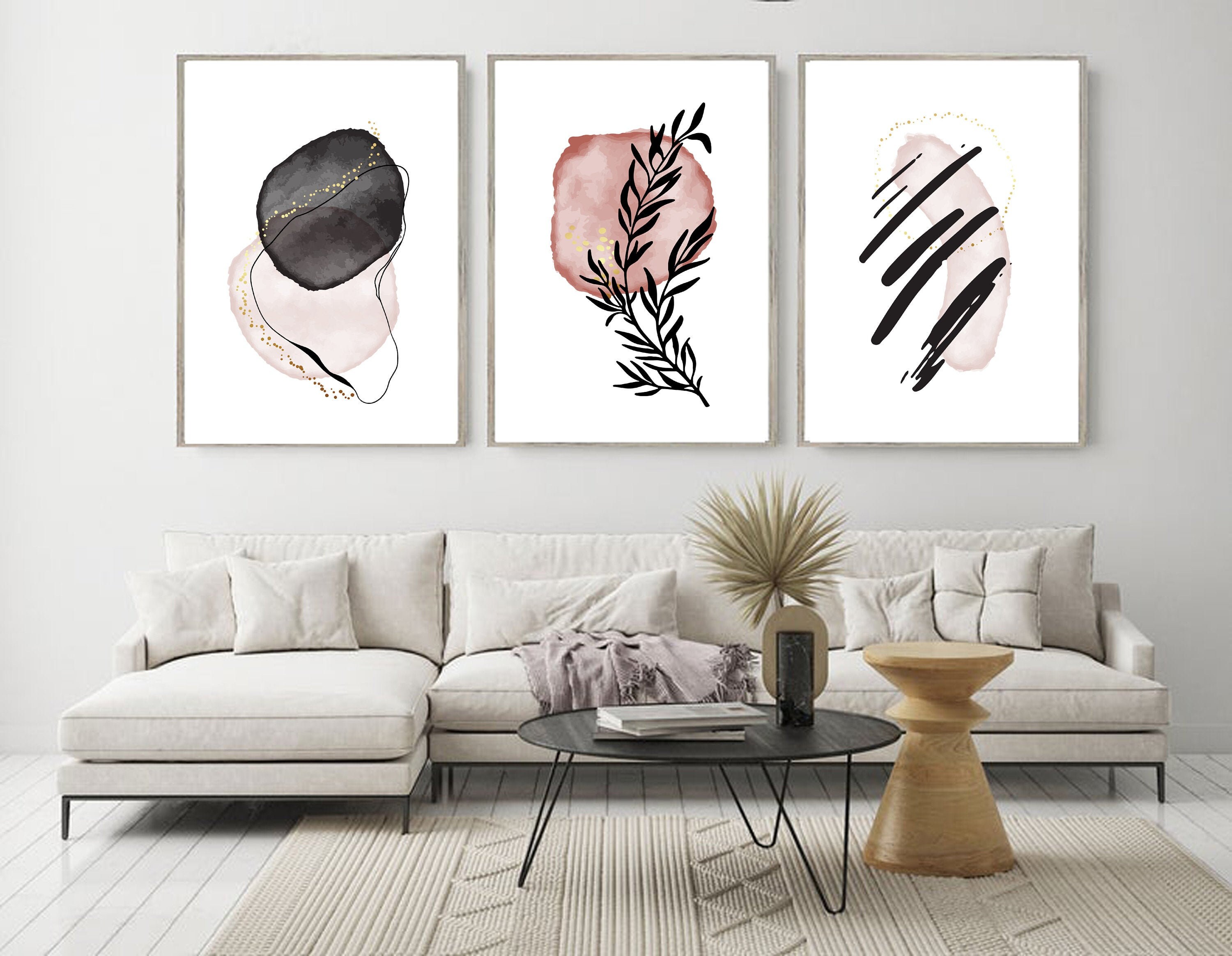 Abstract Wall ArtBlush Pink and Grey Wall Art A2Set Of 3 Etsy
