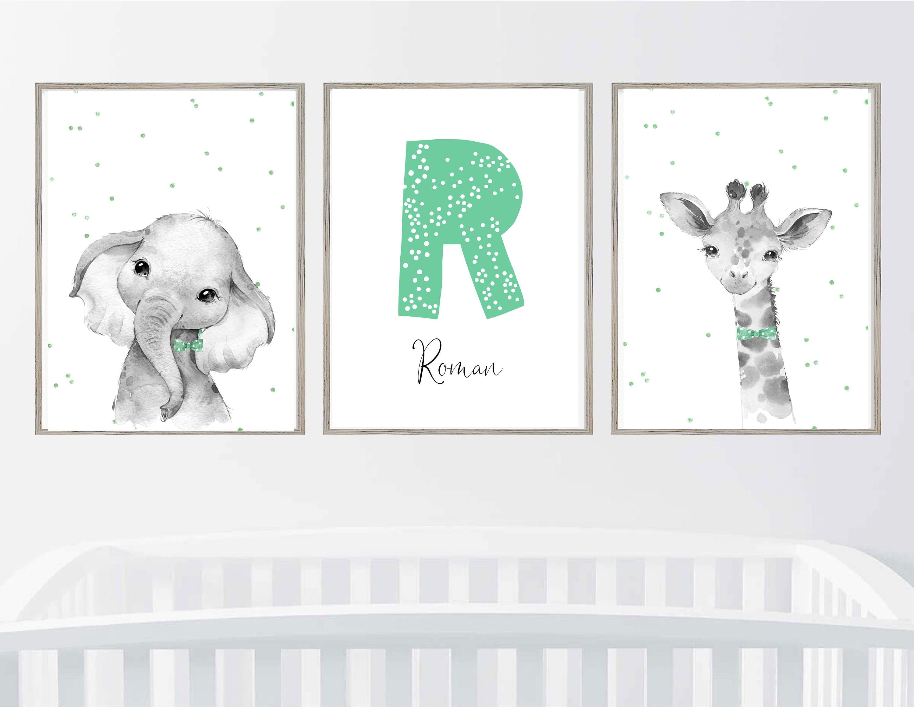 Baby Boy Nursery Decor Safari Animals Set Of 3 Prints Etsy