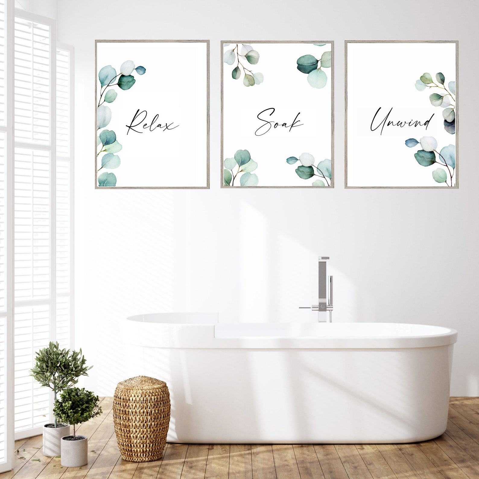 Bathroom Wall Art Set of 3 printBotanical Prints | Etsy