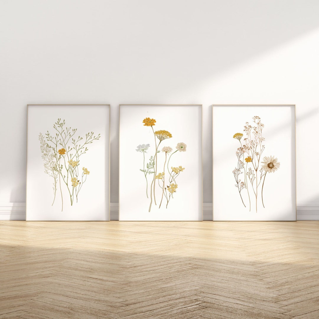 Yellow Floral Prints,set O 3 Prints,flower Market Print,yellow Flowers
