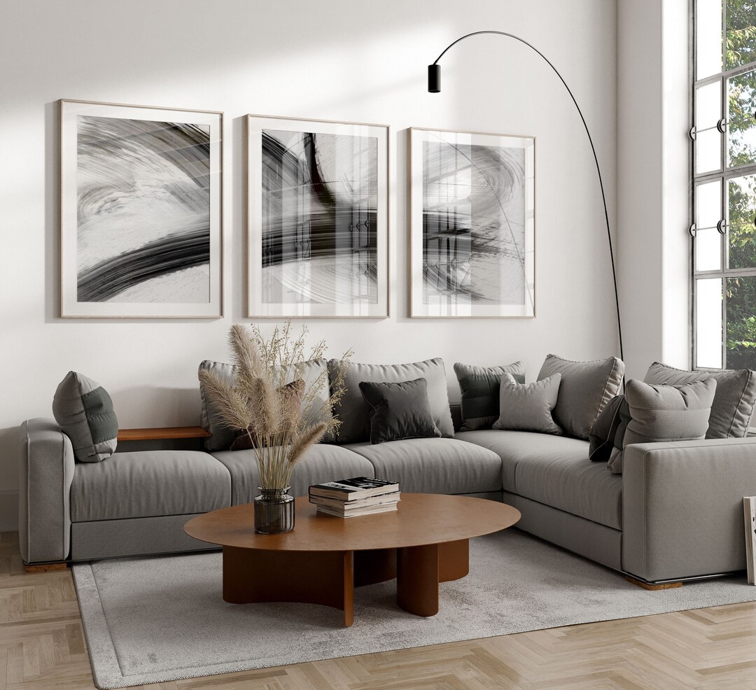 Neutral Abstract Wall Art,black,bedroom Wall Art,set of 3 Prints,set of