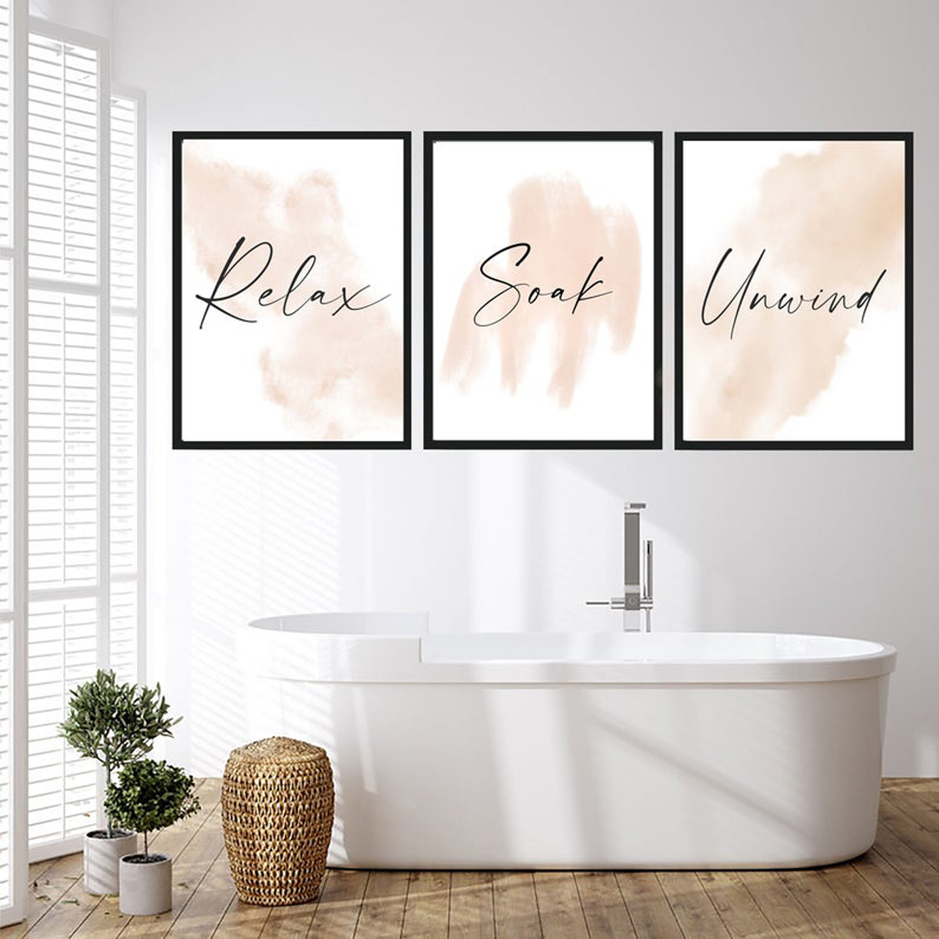 Relax Soak Unwind Print Bathroom Wall Art Set of 3 prints | Etsy