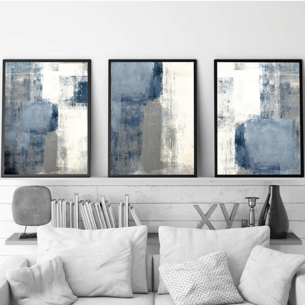 Blue Grey Wall Art Etsy