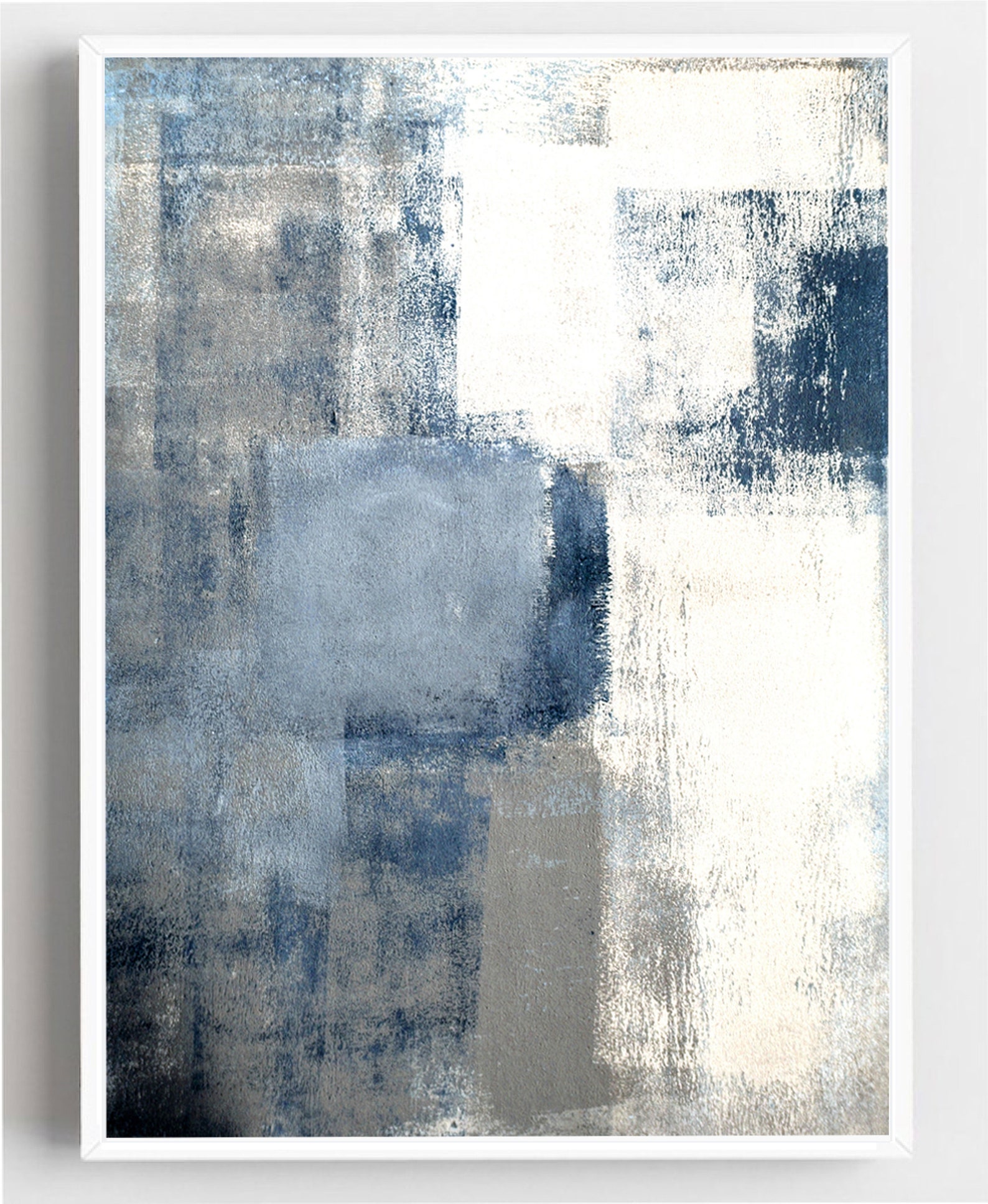 Blue Navy Grey Abstract Wall Art,set of 3 Prints,navy Wall Art,abstract