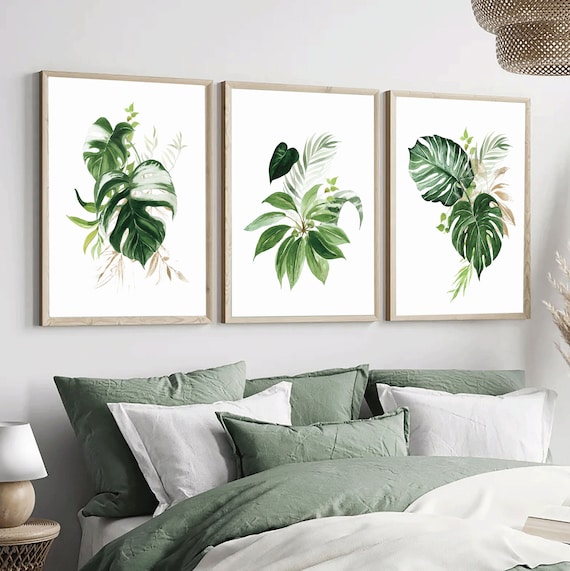 Buy Botanical Leaf Prints,bedroom Wall Decor,bathroom,monstera Wall Art,tropical  Palm Print,wall Art,botanical Prints,living Room,kitchen Online in India -  Etsy