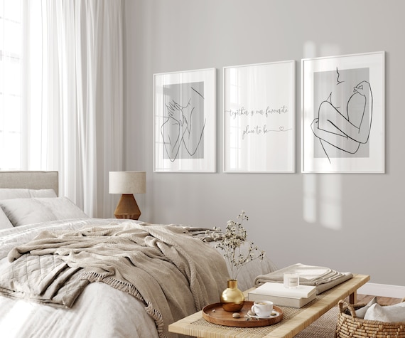 Decorazioni da parete per camera da letto,Coppia con disegno a  tratteggio,Stampe grigie per camera da letto,Stampe per camera da letto,Insieme  è il nostro posto preferito dove stare,Regali per la coppia 