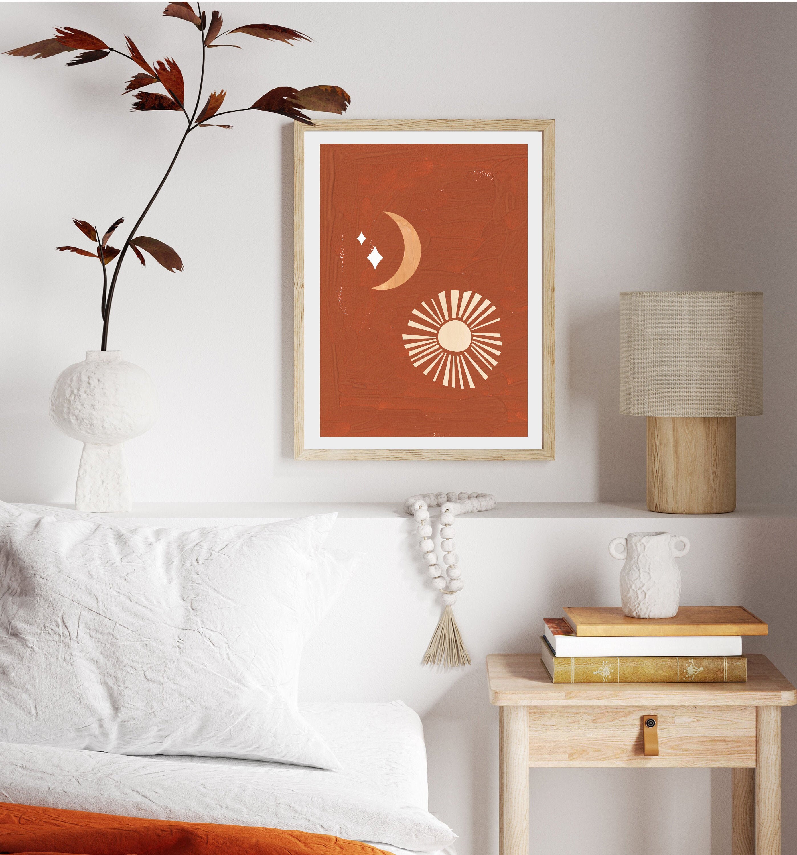 Boho Sun and Moon Prints Terracotta Prints Bohemian Decor | Etsy