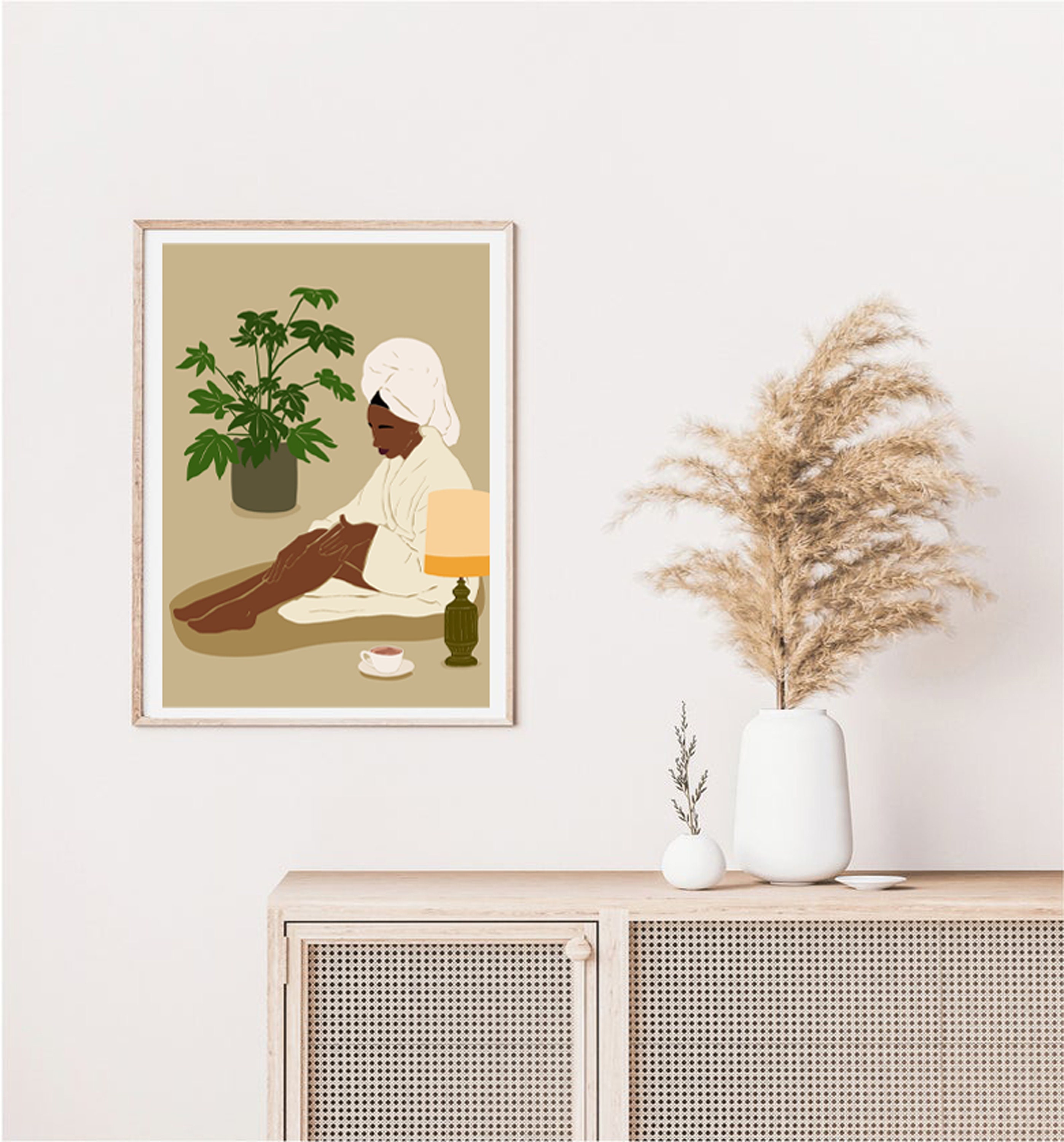 Bathroom Decor Boho Girl Art Bathroom Wall ArtBoho Wall Etsy