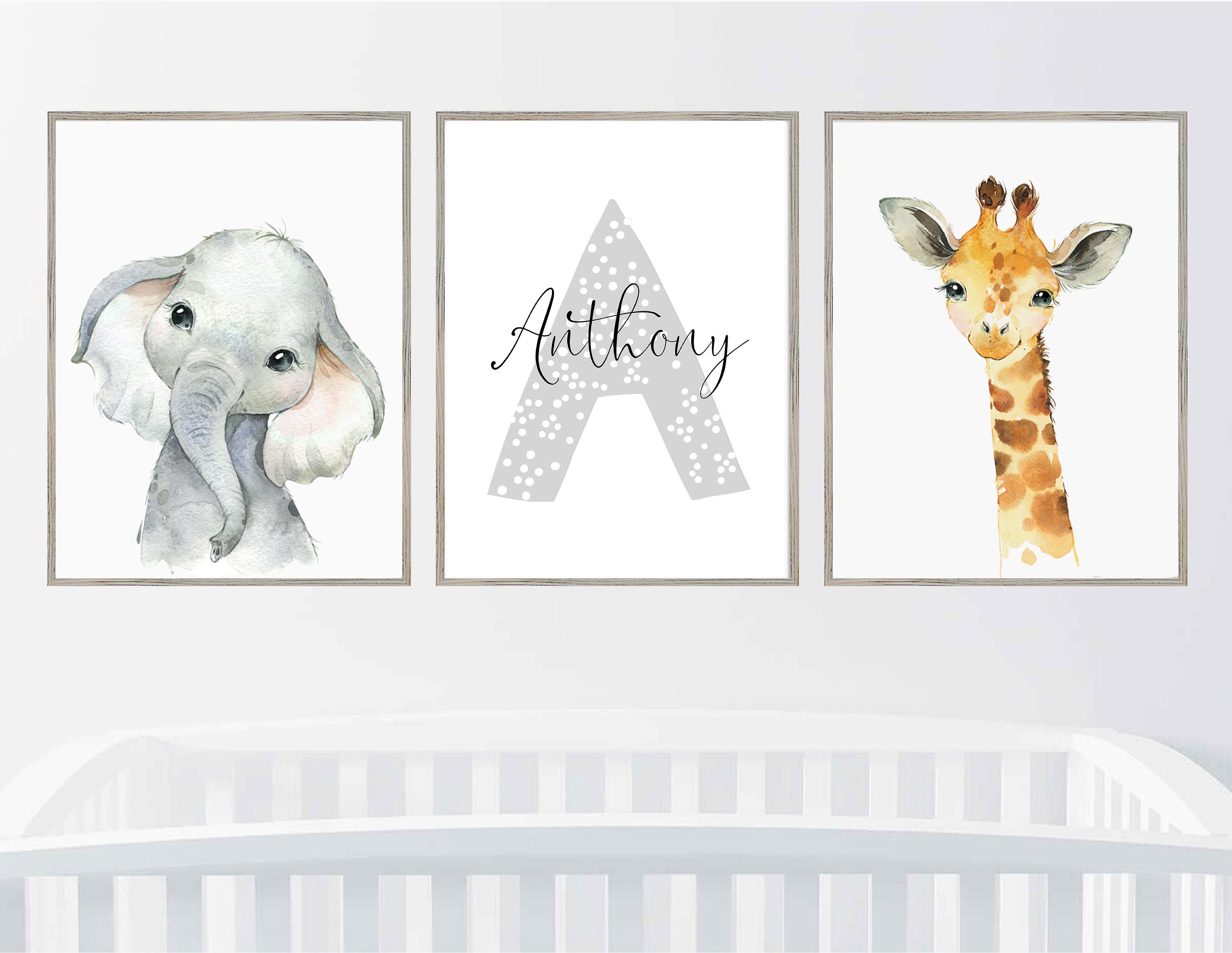 Set of 3 Safari Animals Safari Nursery Boy Nursery Etsy