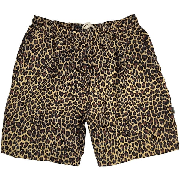 Men's 9.5" "Wild Weekend" Cheetah Fast-Drying Elastic Waist Swim/Board Shorts w/Mesh Liner | Animal Print | Cali-Made by Xelos Brand