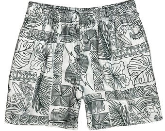 Cotton Men's Swim Trunks | Retro Summer Print, 4.5" Inseam