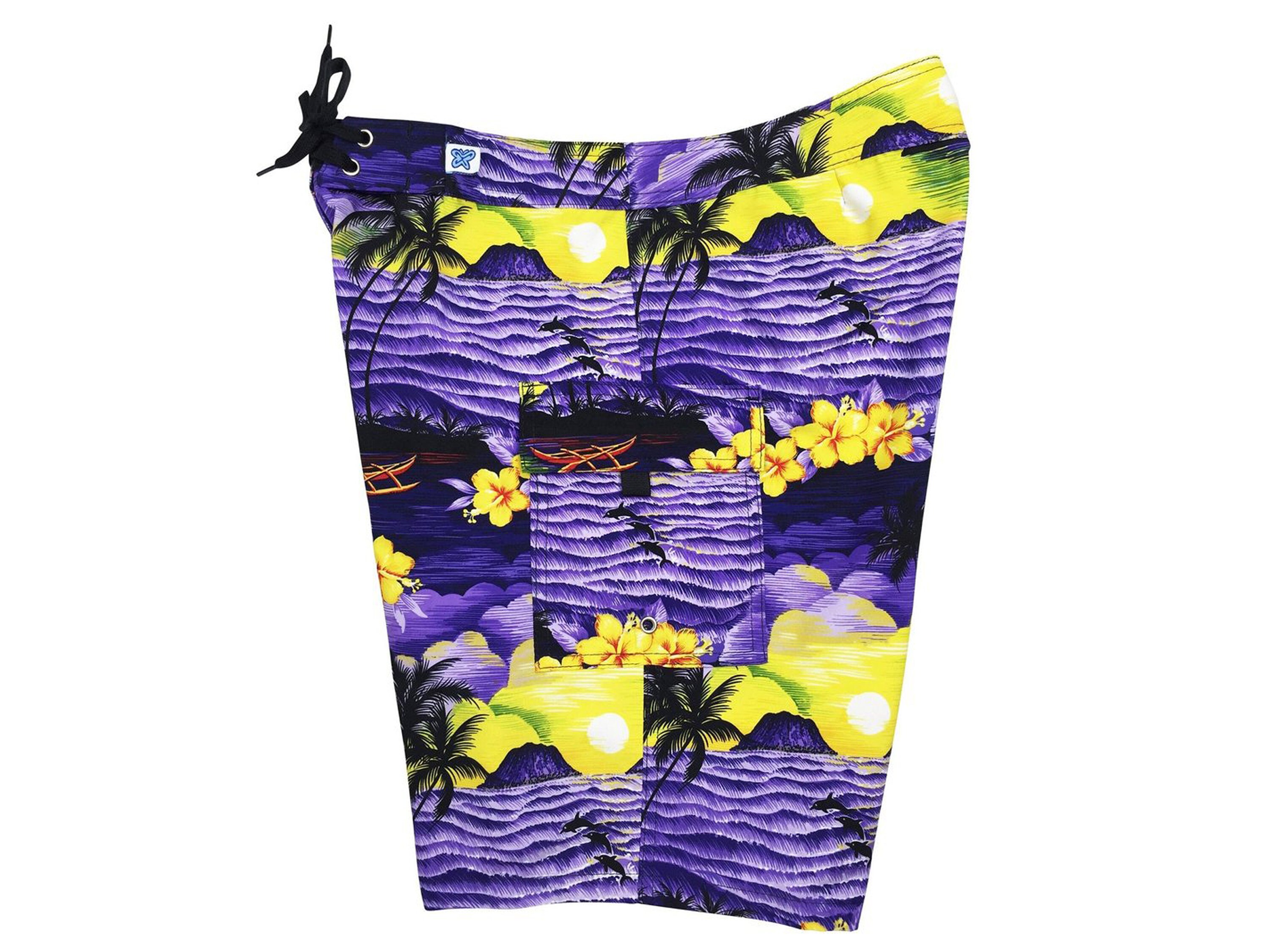 Ocean Scenic Board Shorts | Women's Purple Swim Shorts, Cargo