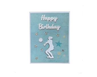 Volleyball Birthday Card: Handmade Foil Accented Greeting For Her