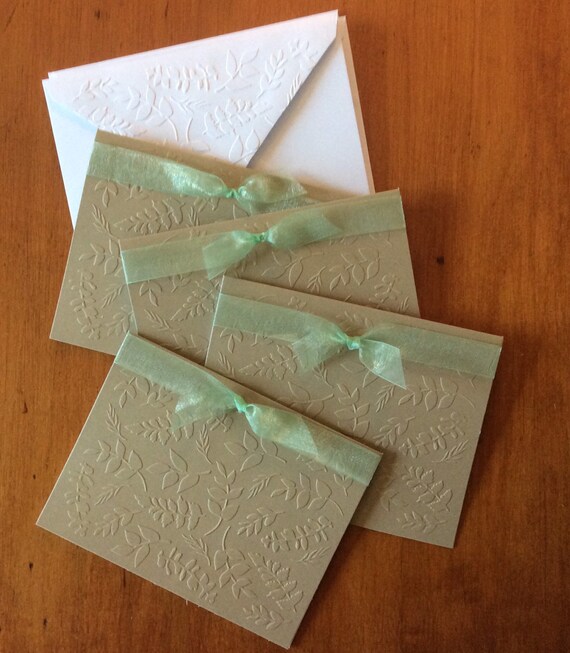 Embossed Note Cards Handmade Set of 4 Blank Note Cards Etsy