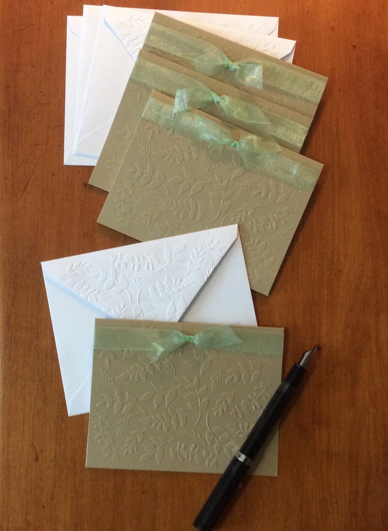 Embossed Note Cards Handmade Set of 4 Blank Note Cards Etsy