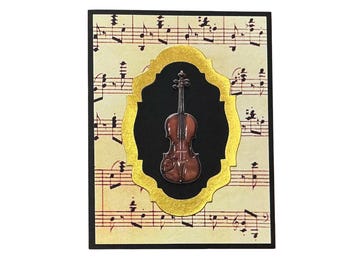 Violin Note Card: Handmade Musical Instrument Blank Card