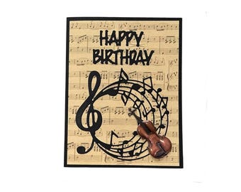 Violin Birthday Card: Handmade Musical Instrument Card