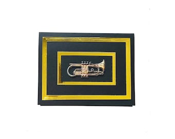 Cornet Player Note Card: Handmade Musical Instrument Card