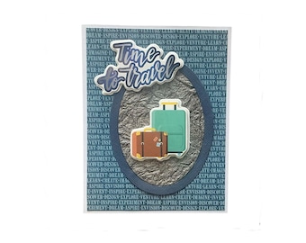 Handmade Travel Card with Luggage for Taking a Trip or Vacation: inside Message
