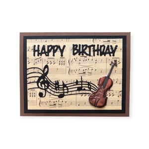 Violin Birthday Card, Cello or Viola Greeting Card, Fiddle Player Card, Orchestra Musical Instrument, Man or Woman Band Member Music Card