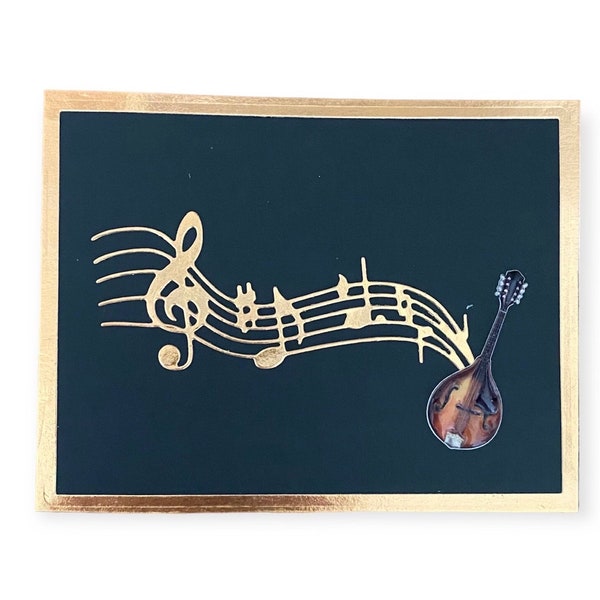 MandoIin Note Card, Jazz or Bluegrass Band Card, Musical Instrument Card for Man or Woman, Country or Folk Musician Greeting, Blank Inside