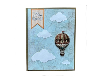 Bon Voyage Card, Hot Air Balloon Handmade Travel Card