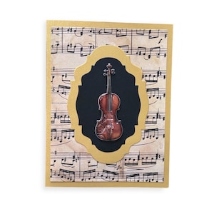 Violin Note Card: Handmade Musical Instrument Blank Card