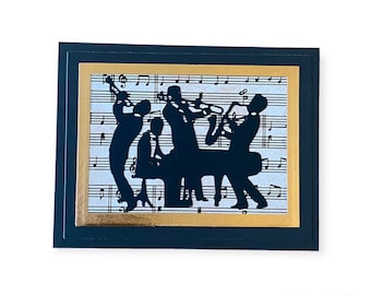 Music Theme Card for Band Member, Thank You Note for Sax Player, Classy Birthday Card for Pianist, Card for Trumpet or Trombone Musician