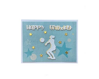 Volleyball Birthday Card: Handmade Foil Accented Greeting For Her