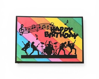 Rock N Roll Band Birthday Card: Handmade Music Theme Greeting, Heavy Metal