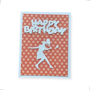 Tennis Player Birthday Card: Handmade Silhouette Greeting For Her
