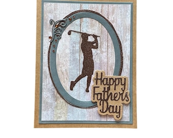 Classy Handmade Golfer Fathers Day Card: Man Swinging Golf Club