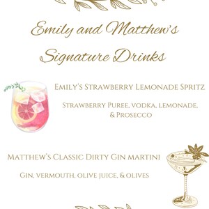 Signature Wedding Drinks Sign- Template- Digital Download