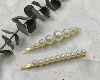 Pearl Hair Pin Duo, Pearl Bobby Pins, Elegant Bridal Hair Accessories, Bridesmaids Gift, Her Birthday Gift, Pearl Hair Slides, Gift for Hers